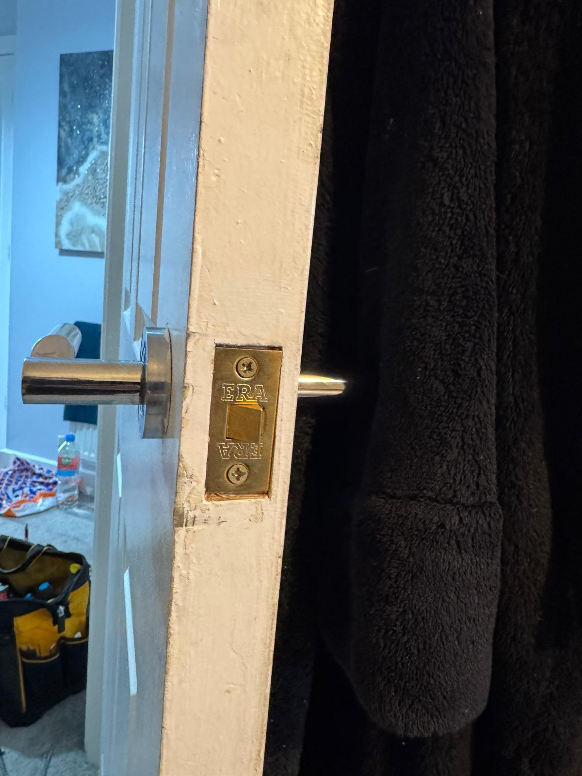New ERA tubular latch fitted into a freshly morticed internal door edge